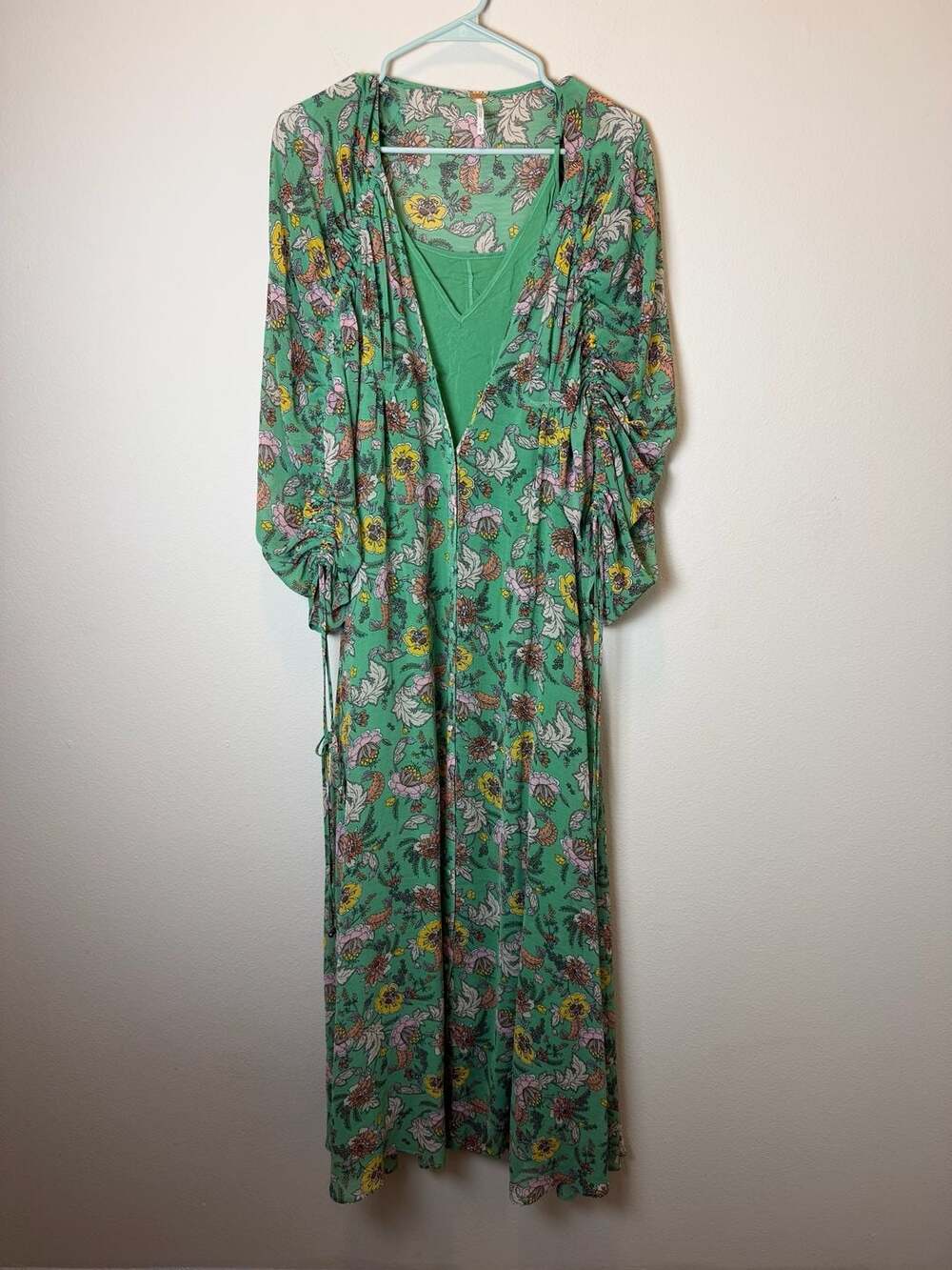 Free People Earthfolk Green Floral Maxi Dress Size S